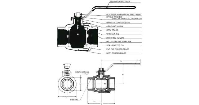 [2603] BALL VALVE FORGED BRASS, SCREWED-END PT1/2