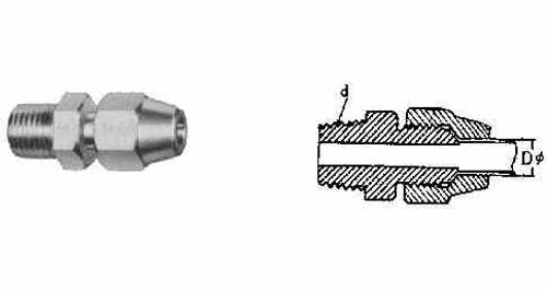 [1114008] HALF UNION FLARED BRASS, TAPER THREAD 8MM X PT3/8